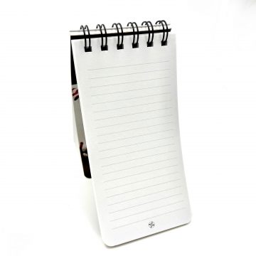 libreta de mano 170x85mm pasta suave engargolado abierta