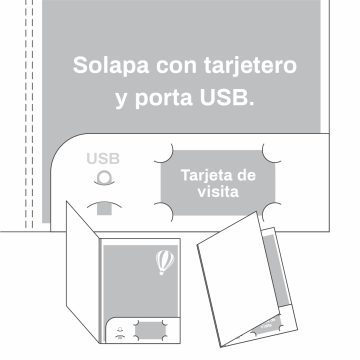 solapa con tarjetero y porta usb sin impresion