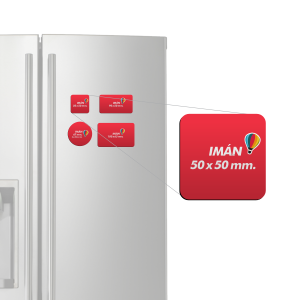 Imán promocional a color tamaño 50 x 50mm