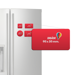 Imán promocional a color tamaño 90 x 50mm